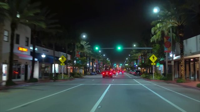 Night drive Surfside Miami Beach Florida motion footage