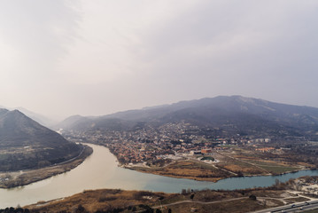 Merging the rivers view of the city of Mtskheta in Georgia.