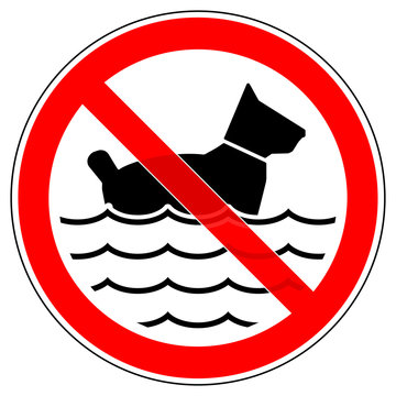 srr361 SignRoundRed - German - Verbotszeichen: Das Baden von Hunden ist verboten / Schwimmverbot / Badeverbot f&uuml;r Hunde - english - swimming and bathing ban for dogs - xxl g6163