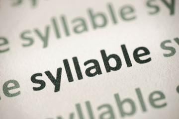 word syllabe printed on paper macro