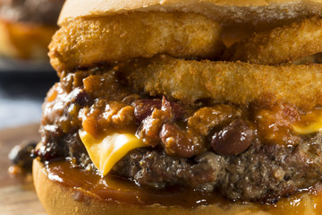 Homemade Barbecue Chili Cheeseburger