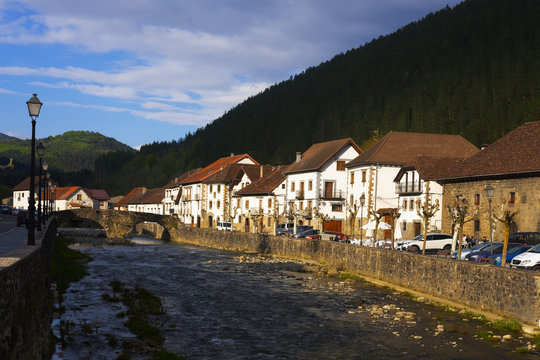 Otsagabia, Navarra - May 8 : Municipality of Otsagabia, located in the Pyrenees of Navarre on May 8, 2018