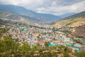Fototapeta na wymiar Panoramic view of Thimphu city in Bhutan