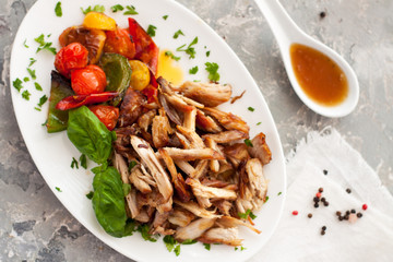 Roasted pork fillet with grilled vegetables