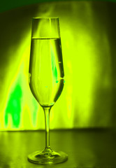 Champagne glass in disco party bar