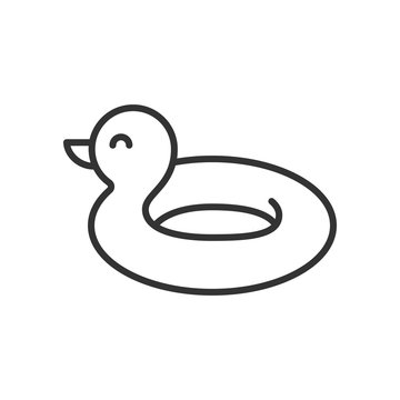 recommend clip art: Black isolated outline icon of duck ring rubber on white background. Line Icon of ring rubber.