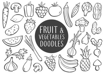 Fruit And Vegetables Doodles