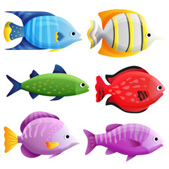 Naklejka premium mixed tropical fish ocean set