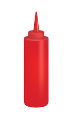 Plastic ketchup bottle, vector