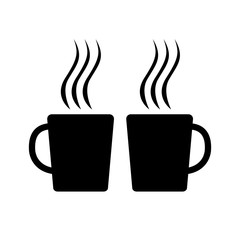 Two tea cups black silhouettes.