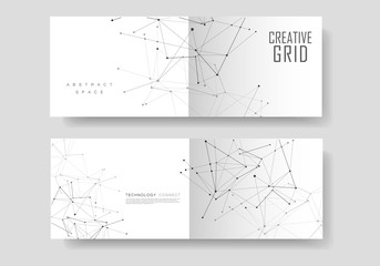 Abstract cover vector templates. Modern geometric background with connected lines and dots