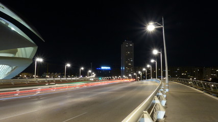 A modern bridge at night