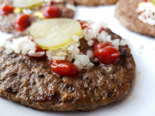 Beef hamburger steak served on plate