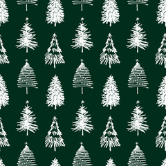 Seamless background of christmas trees