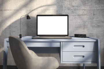notebook computer on a desk - 3d rendering