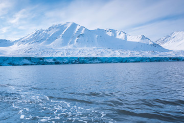  landscape ice nature of the glacier mountains of Spitsbergen Longyearbyen  Svalbard   arctic ocean winter  polar day sunset sky