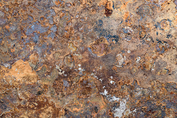 Surface of rusty metal with traces of corrosion and dirt