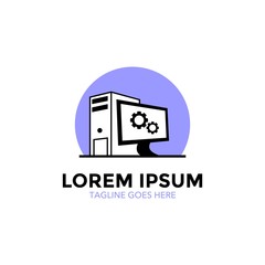 computer and repair service logo vector illustration design
