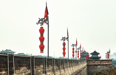 Xian City Wall, color toned picture, China. © MaciejBledowski