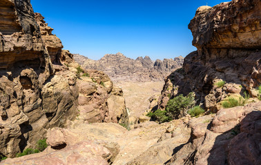 Fototapeta na wymiar Colorful mountains in Petra, Jordan