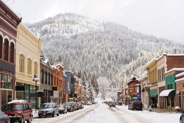 Winter in Downtown Wallace Idaho - obrazy, fototapety, plakaty