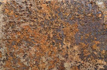 Surface of rusty metal with traces of corrosion and dirt