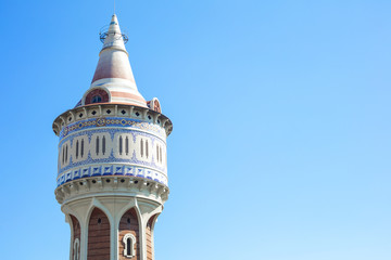 Fototapeta na wymiar Torre de las Aguas de Fenosa (Water Tower) closed to Hospital del Mar in Barceloneta, Barcelona, Spain