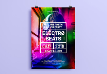 Party Flyer Layout with Multicolor Design Element