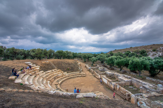 Amphitheater at the ancient city of Aptera, Chania, Crete, Greece