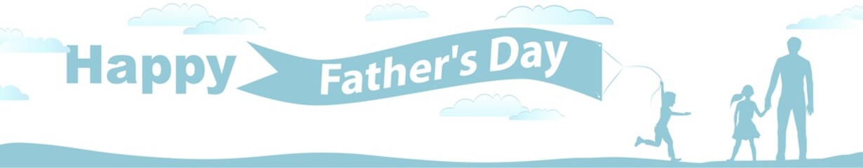 Happy father's day for web. Holiday card for dad, vector for print and web.A man and a child in a circle.