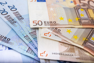Euro currency. pile of paper euro banknotes as part of the united country's payment system. Euro banknotes stacked by value. Money concept. Cash background. Euro Money Banknotes. Exchange. Bank