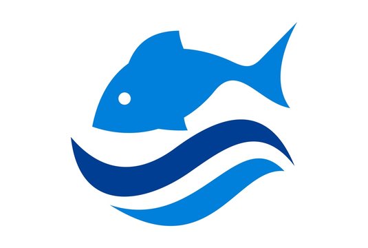 fish on water waves sea logo icon vector