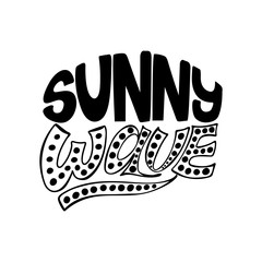 Sunny wave. Summer isolated vector, calligraphic phrase. Hand brush calligraphy, lettering. Modern design for logo, banners emblems, prints, photo overlays, t-shirts, posters, greeting card.