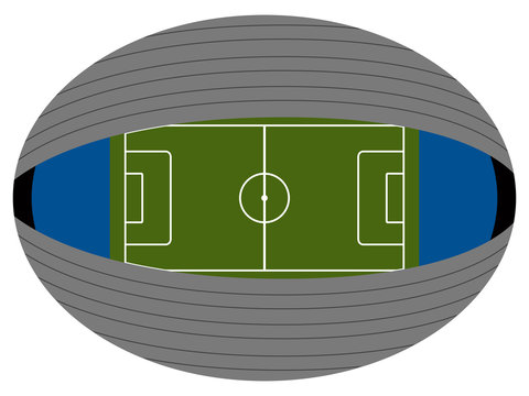 Aerial view of a soccer stadium