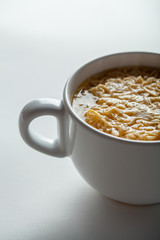 noodle soup in bowl. asian vegetable noudle soup. Vegetable soup on white background.