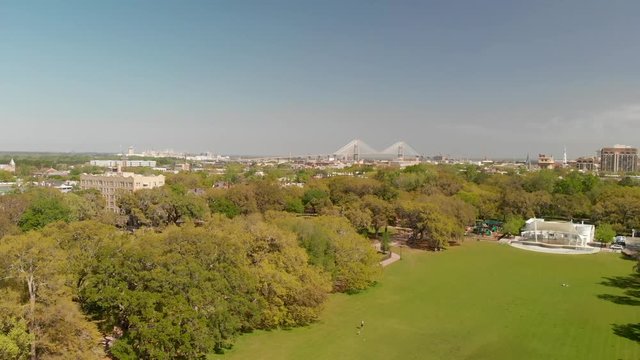 Forsyth Park and Savannah aerial view, Georgia