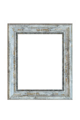 Fototapeta premium Vintage white wood photo frame isolated on white background