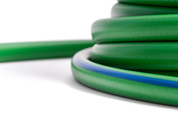 Green Garden Hose Isolated on White