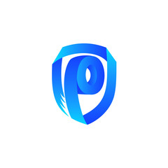 Shield Letter P In Paper Roll Shape, Logo Template Ready For Use