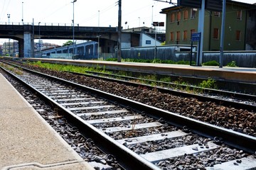Fototapeta na wymiar Railway lines in Treviso, Italy, details
