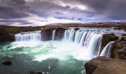 Godafoss - May 07, 2018: Godafoss waterfall, Iceland