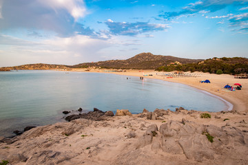 The sea and the pristine beaches of Chia, Sardinia, Italy.