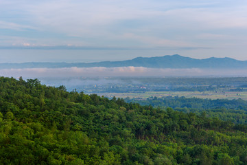 Fototapeta na wymiar mountain landscape and fog