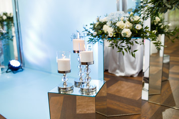 Floral arrangement at a wedding ceremony