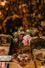 candy bar at a wedding filled with sweets and baubles