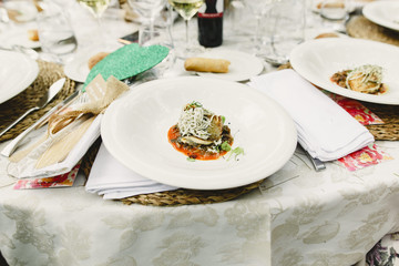 Main dish of a wedding menu