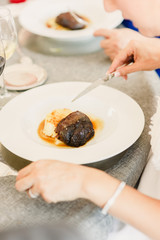 Main dish of a wedding menu