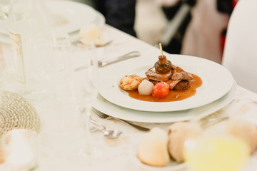 Main dish of a wedding menu