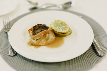 Main dish of a wedding menu