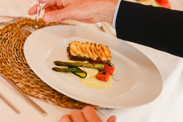 Main dish of a wedding menu